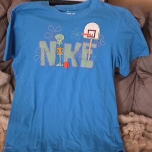 Nike Kids Blue Tee with Basketball Graphic